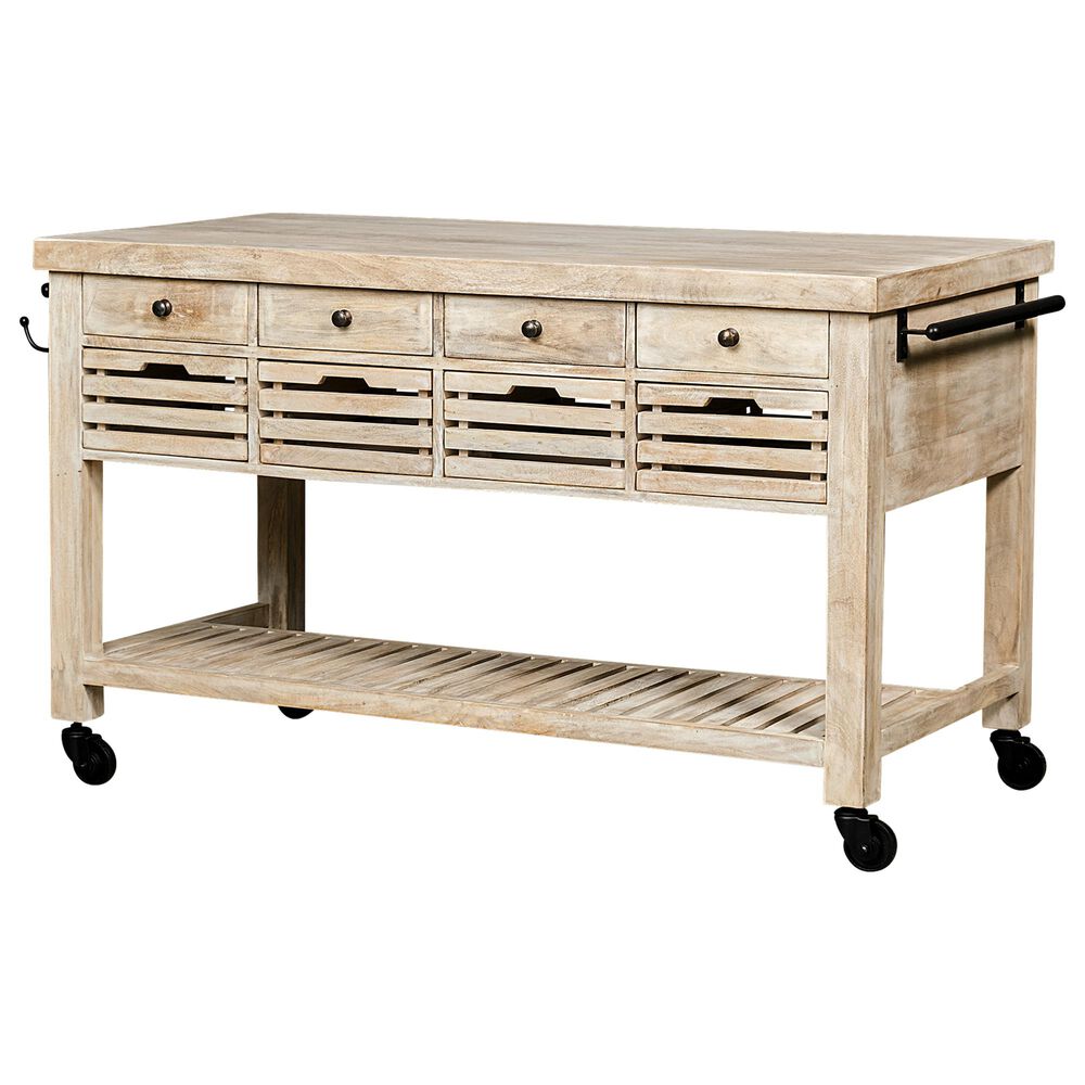 Mercana Columbia I Kitchen Island in Light Distressed , , large