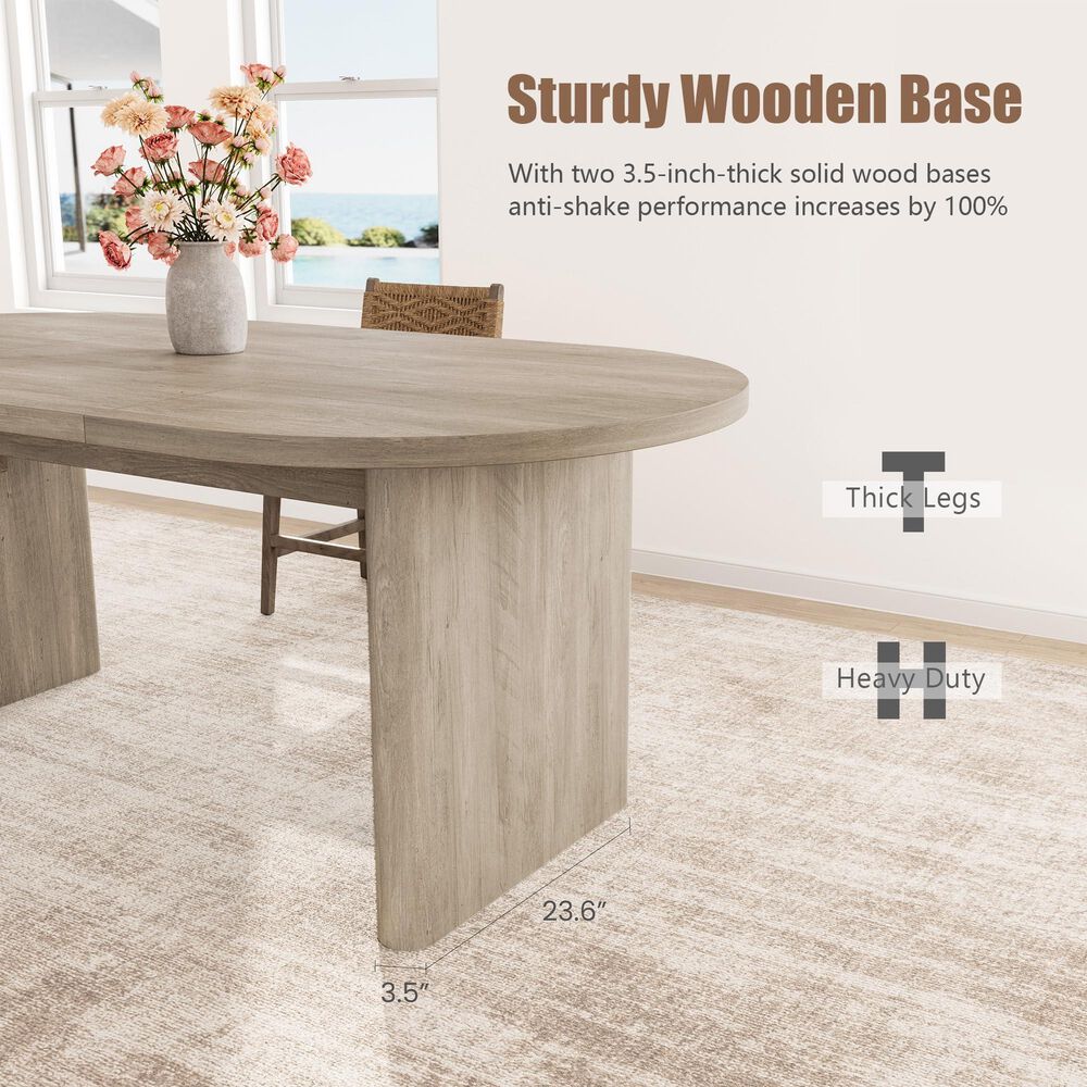 GARVEE 71" Oval Dining Table in Gray - Table Only, , large