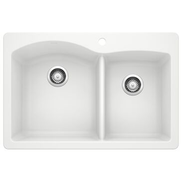 Blanco Diamond 33" 60/40 Double Bowl Dual Mount Kitchen Sinks in White, , large