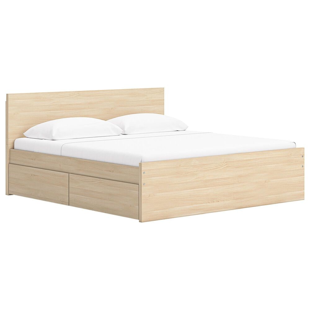 Ashley Onita King Panel Platform Bed with 1 Side Storage in Natural, , large