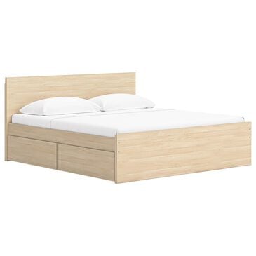 Ashley Onita King Panel Platform Bed with 1 Side Storage in Natural, , large