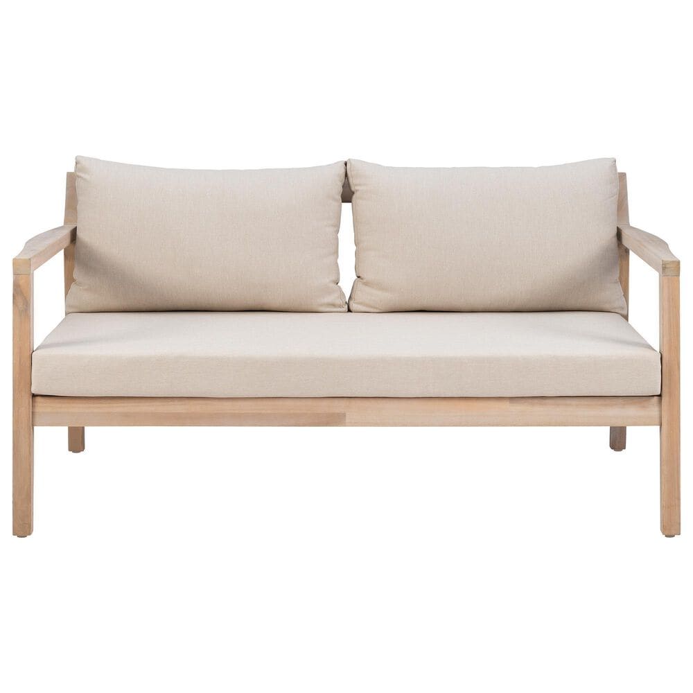 Linon Home Decor Teagon 2-Seater Outdoor Sofa with Beige Cushions in Natural, , large