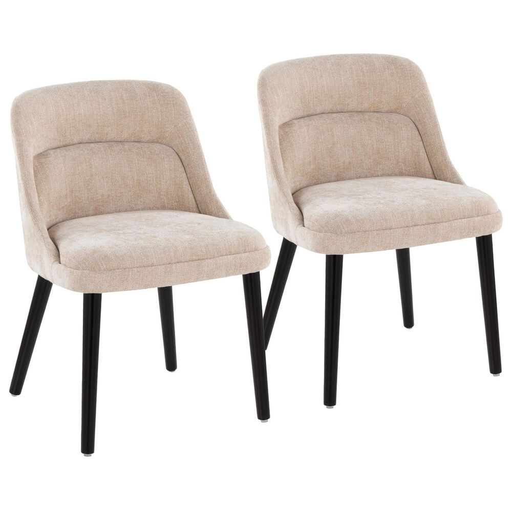Lumisource Rina Side Chair with Light Brown Cushion in Black (Set of 2), , large