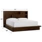 Riva Ridge Modern Loft Queen Bookcase Platform Bed in Brownstone with USB Ports, , large
