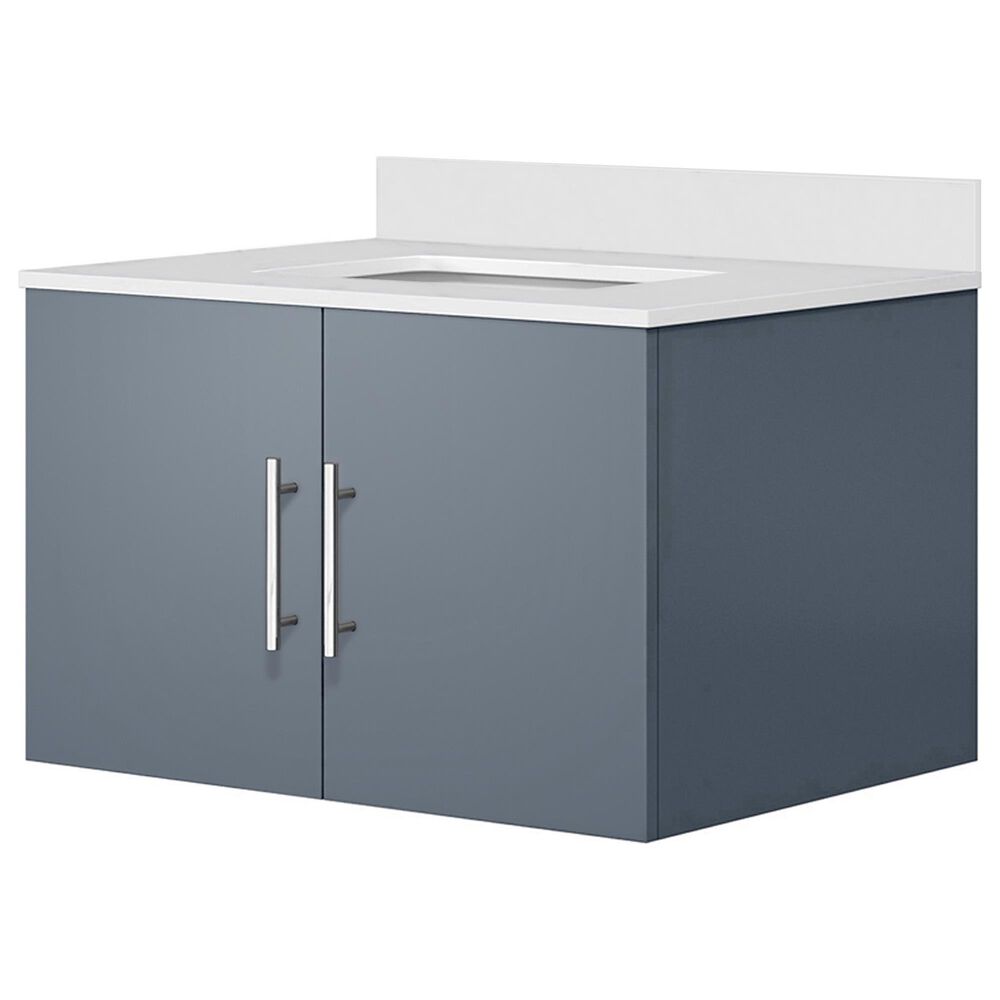 Lexora Home Geneva 30" Single Bathroom Vanity in Dark Grey with 2 cm White Cultured Marble Top and Rectangular Sink, , large