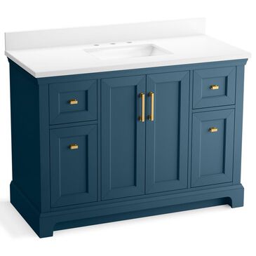 Kohler Charlemont 48" Single Bathroom Vanity in Tidal Blue with 3 cm White Quartz Top and Rectangular Sink, , large