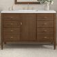 James Martin Vanities Myrrin 48" Vanity in Mid-Century Walnut with 3 cm Arctic Fall Solid Surface Top, , large