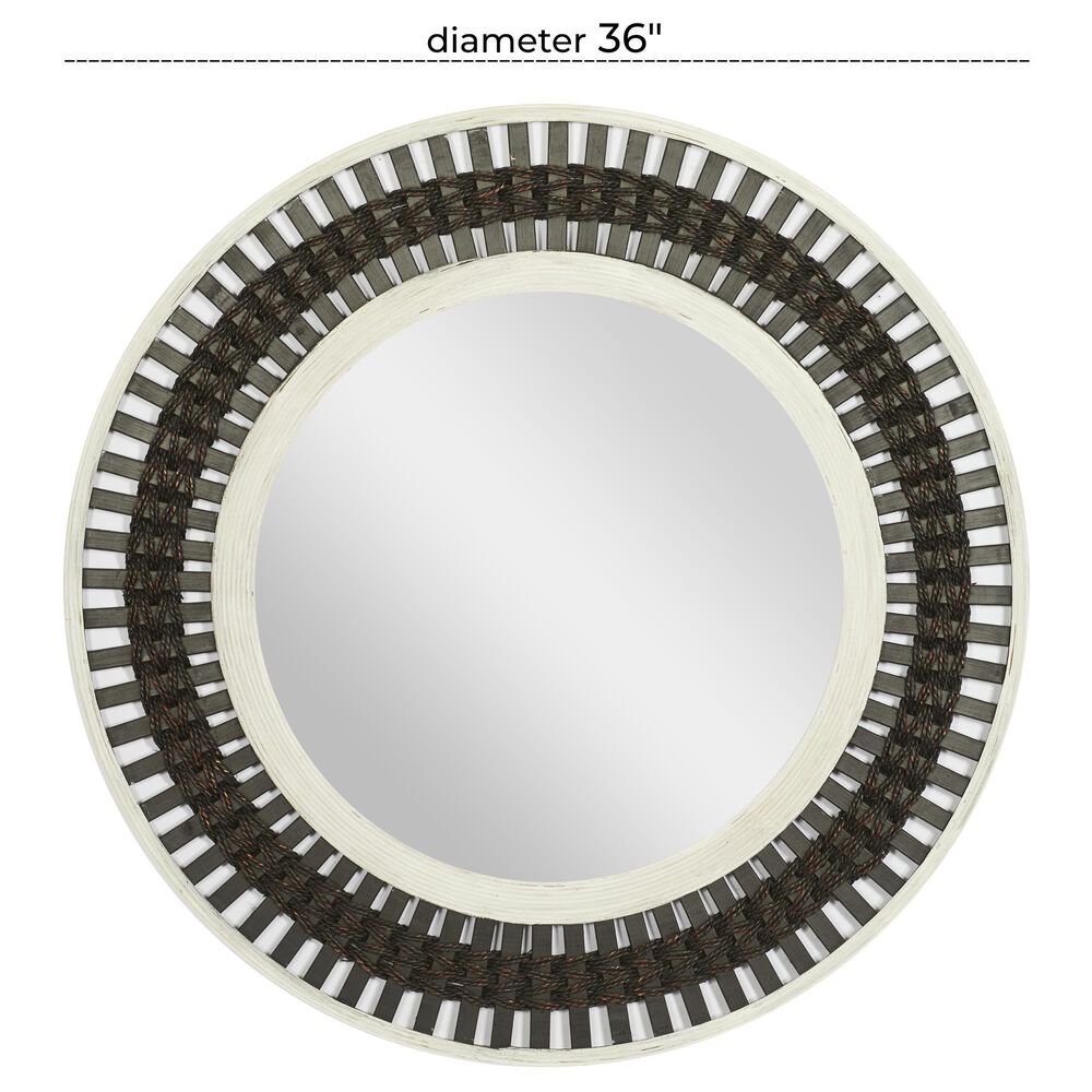 Maple and Jade 36&quot; Round Wall Mirror in Black, White and Red, , large
