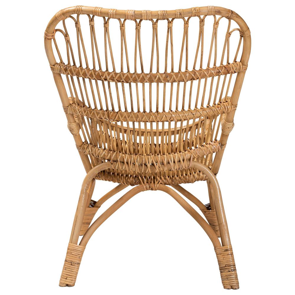 Baxton Studio Earvin Rattan Arm Chair in Natural Brown, , large