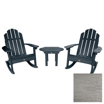 Highwood USA Classic Westport 2 Adirondack Rocking Chairs and Table in Harbor Gray, , large