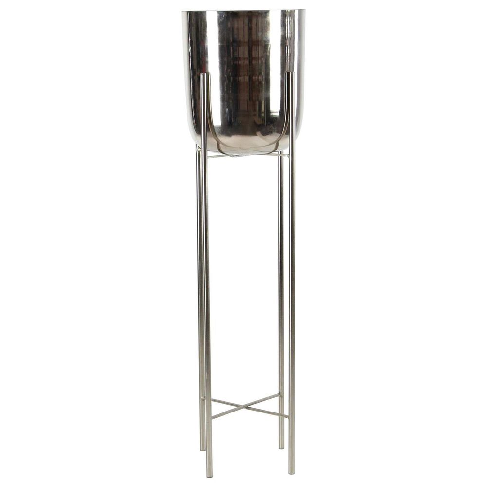 Maple and Jade Dome Indoor/Outdoor Planter with Removable Stand in Polished Silver &#40;Set of 2&#41;, , large