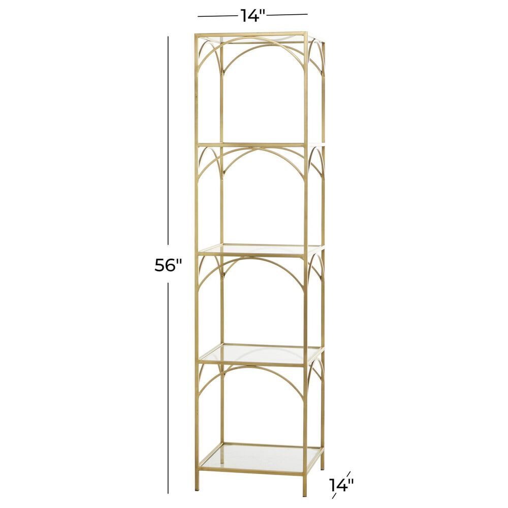 Maple and Jade 4-Shelf Storage Shelving Unit in Satin Gold and Clear, , large