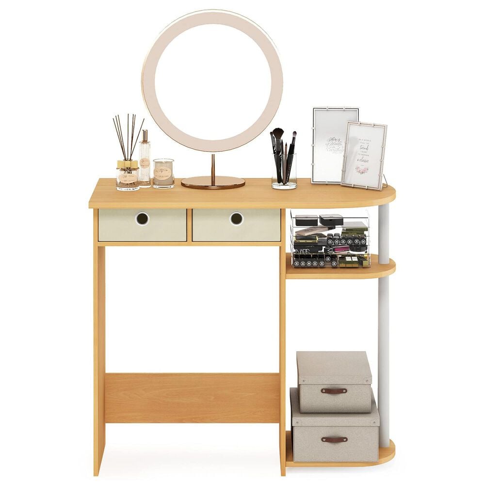 HOMLUX 32" Computer Desk with Two Drawers in Beech and White, , large