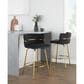 LumiSource Cinch 26" Swivel Counter Stool with Black Upholstery in Gold (Set of 2), , large
