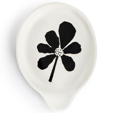 Demdaco Bydesign Spoon Rest in White with Bold Black Flower, , large