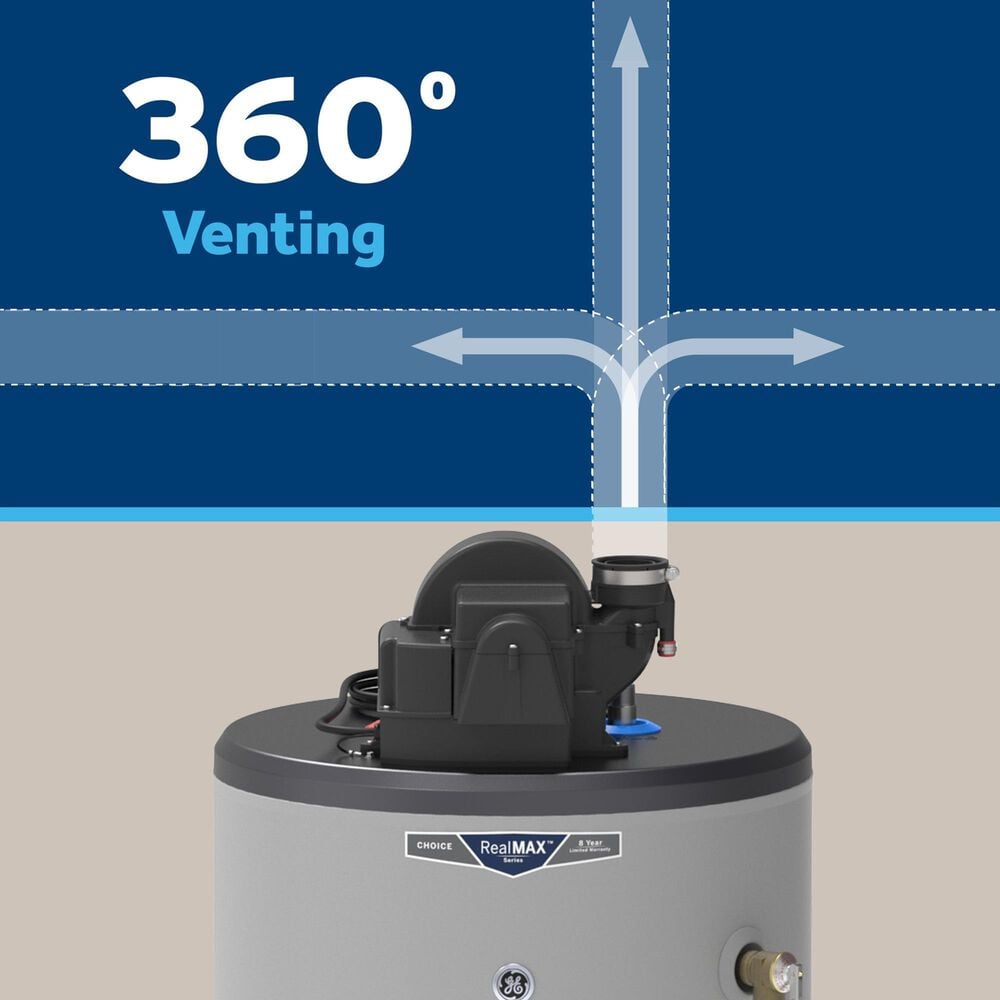 GE Appliances RealMAX Choice 50-Gallon Short Liquid Propane Power Vent Low-NOx Water Heater in Gray, , large