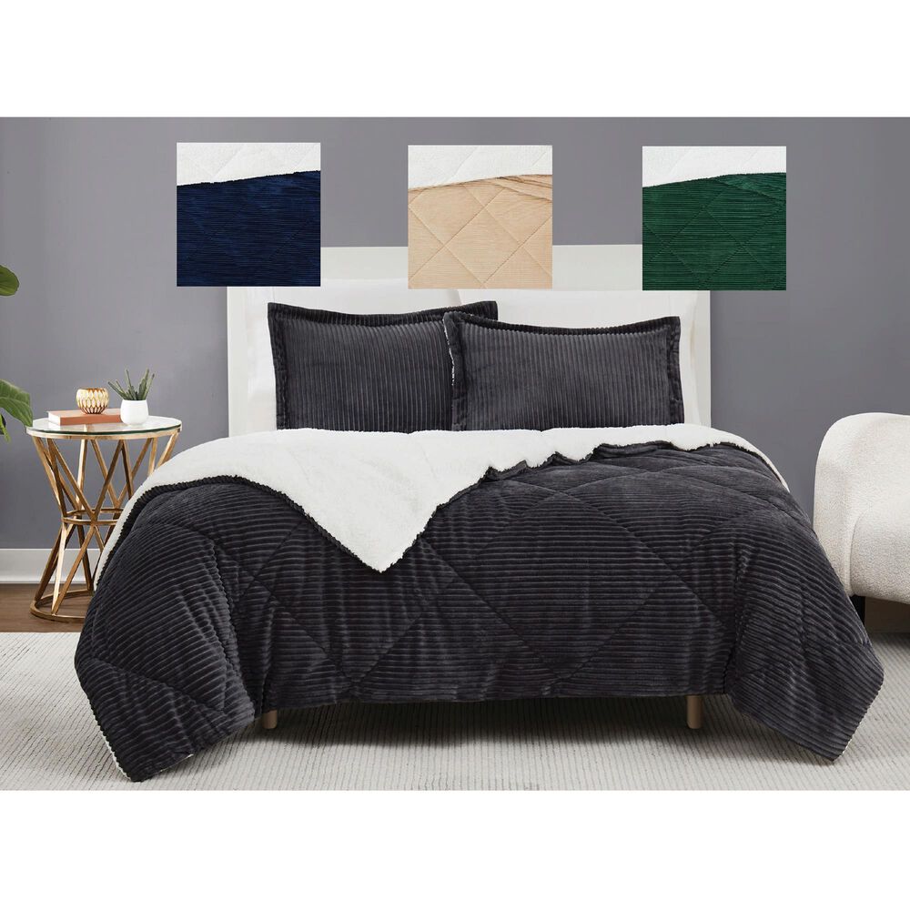 Pem America Corduroy 3-Piece Full/Queen Comforter Set in Grey, , large