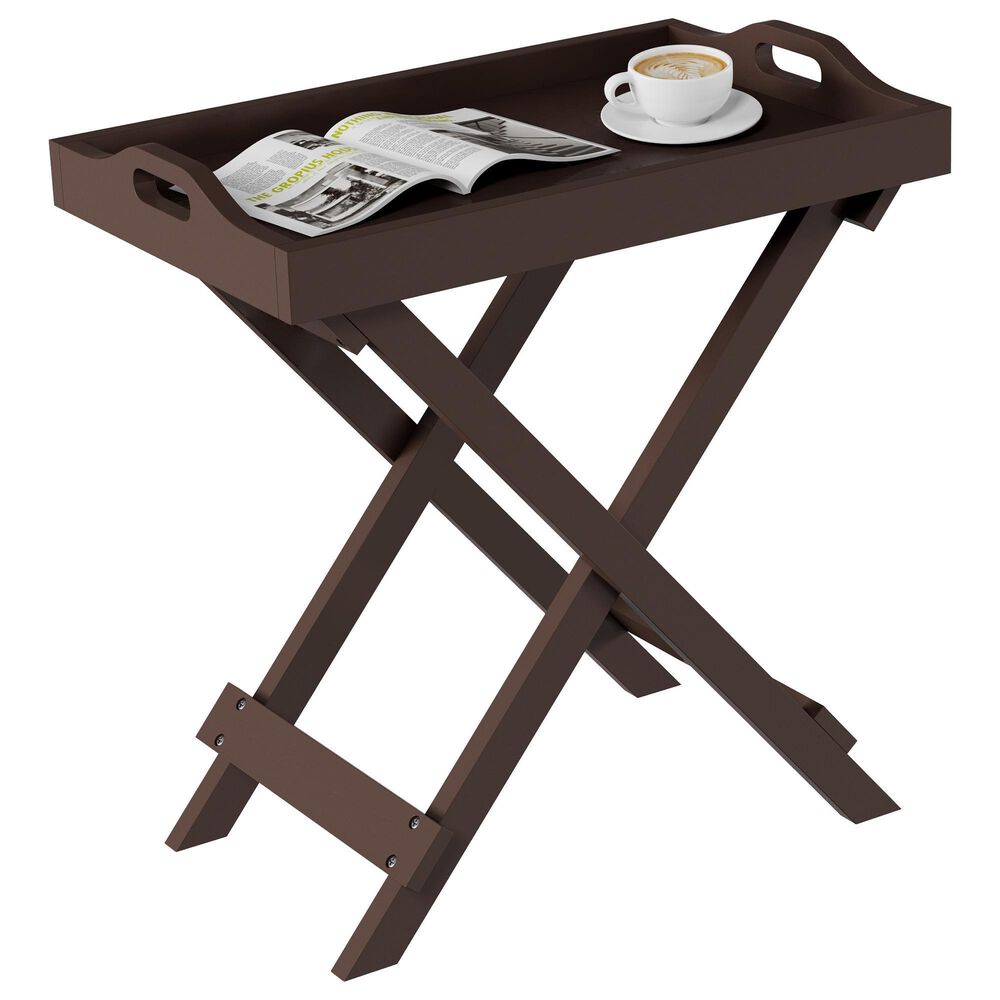 Timberlake Lavish Home Folding End Table in Brown, , large