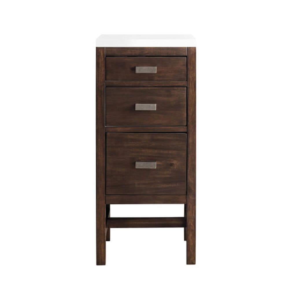 James Martin Vanities Addison 15" Base Cabinet in Mid Century Acacia with 3 cm White Zeus Quartz Top, , large