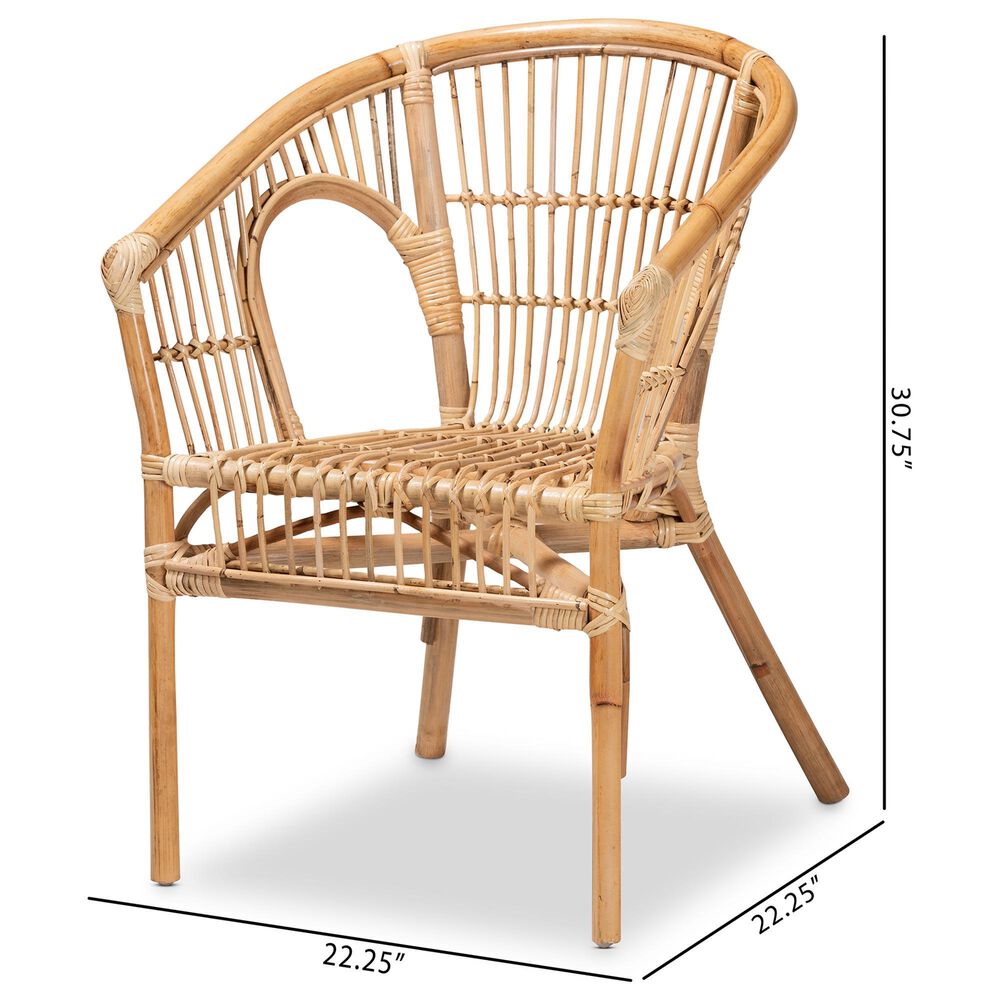 Baxton Studio Alleta Arm Chair in Natural Brown (Set of 2), , large