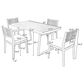 Hearth and Haven 5-Piece Outdoor Wooden Dining Set with U-Leg Table and Cushioned Chairs in Gray, , large