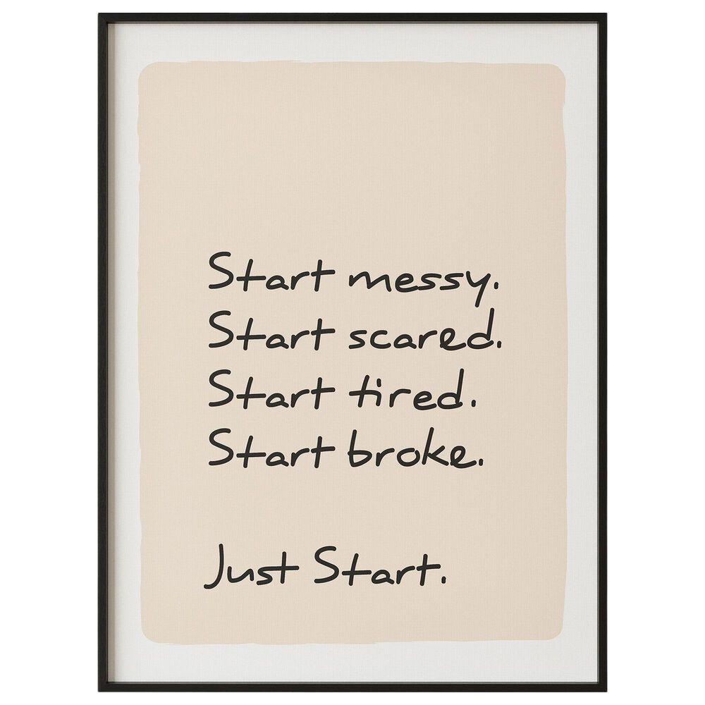 HOMLUX 24" x 18" Just Start Canvas Art in Black, , large