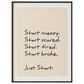 HOMLUX 24" x 18" Just Start Canvas Art in Black, , large