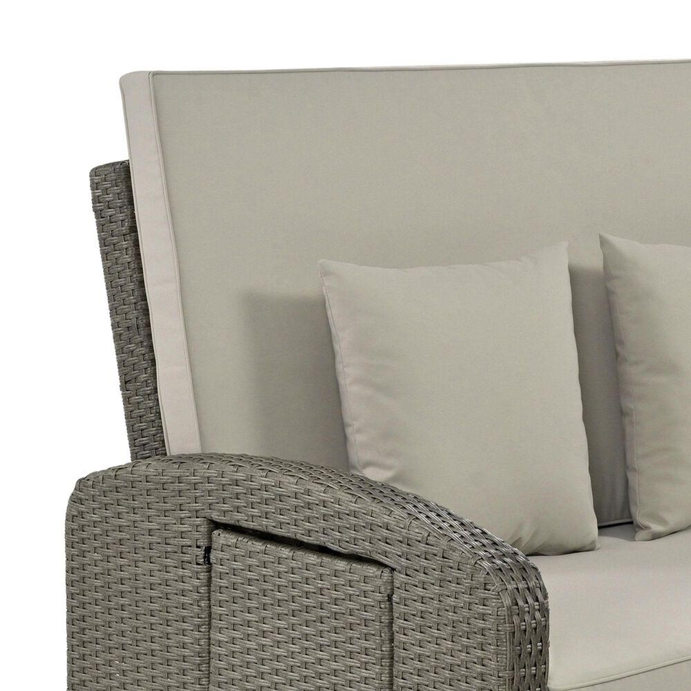 HOMLUX Wicker Rattan Double Chaise Lounge in Grey, , large