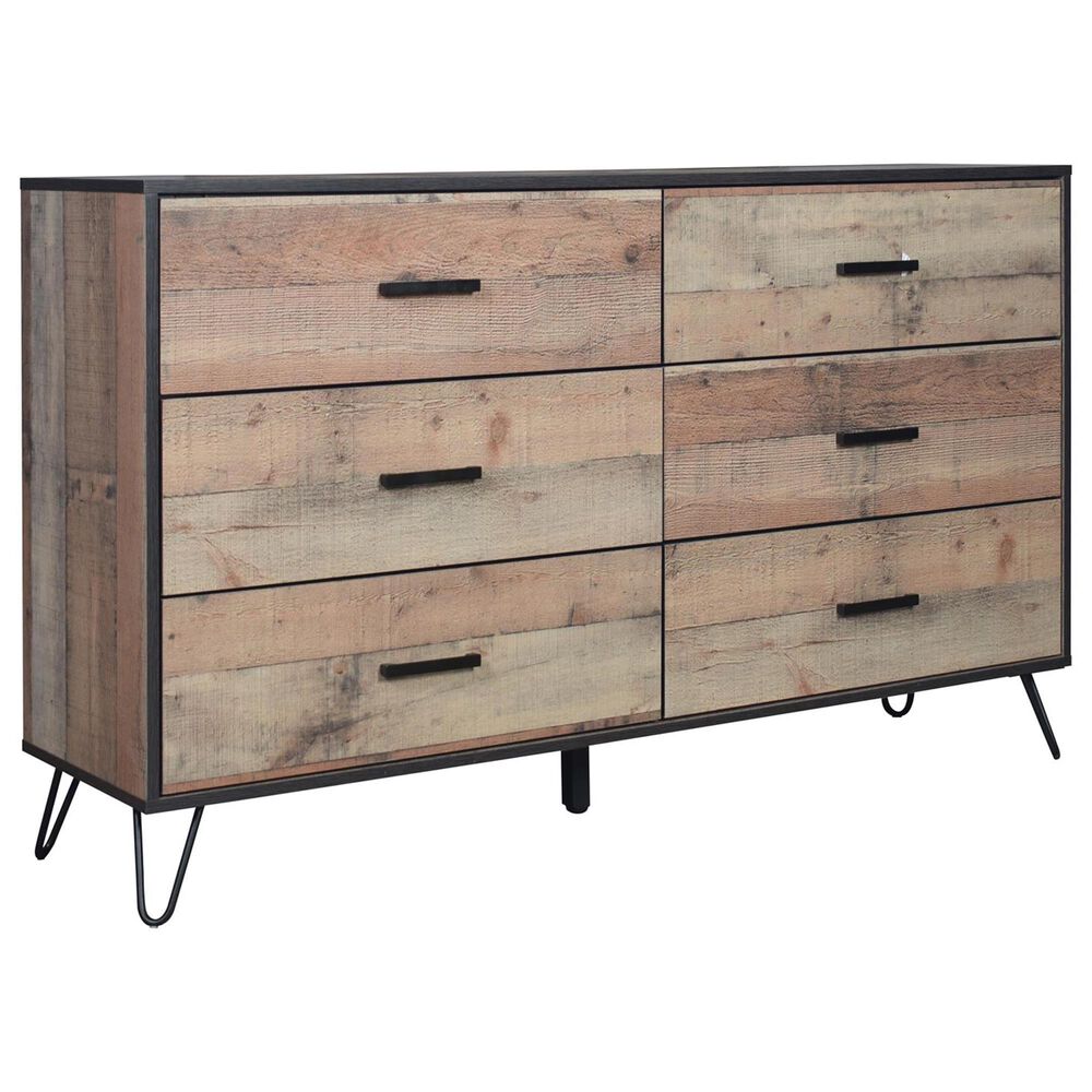 New Heritage Design Elk River 6-Drawer Dresser in Rustic Brown, , large
