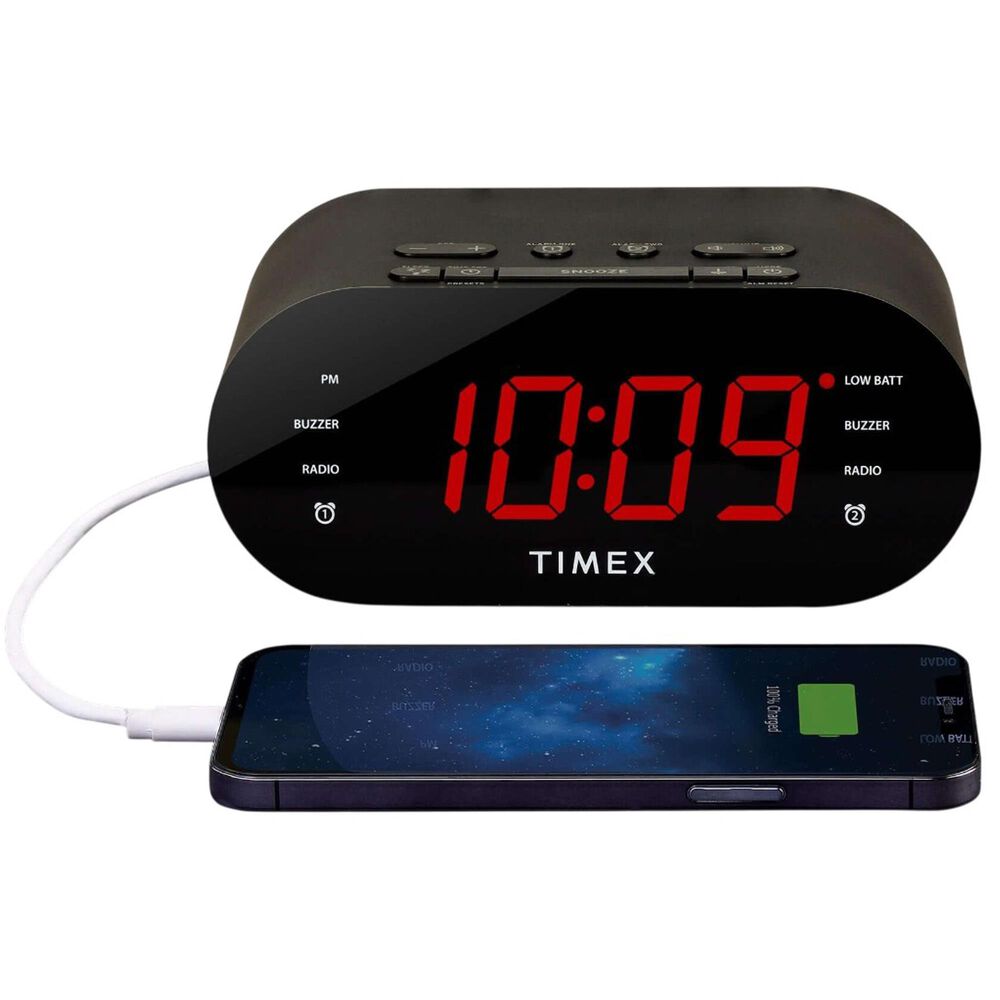 iHome FM Dual Alarm Clock Radio with USB Charging in Black, , large