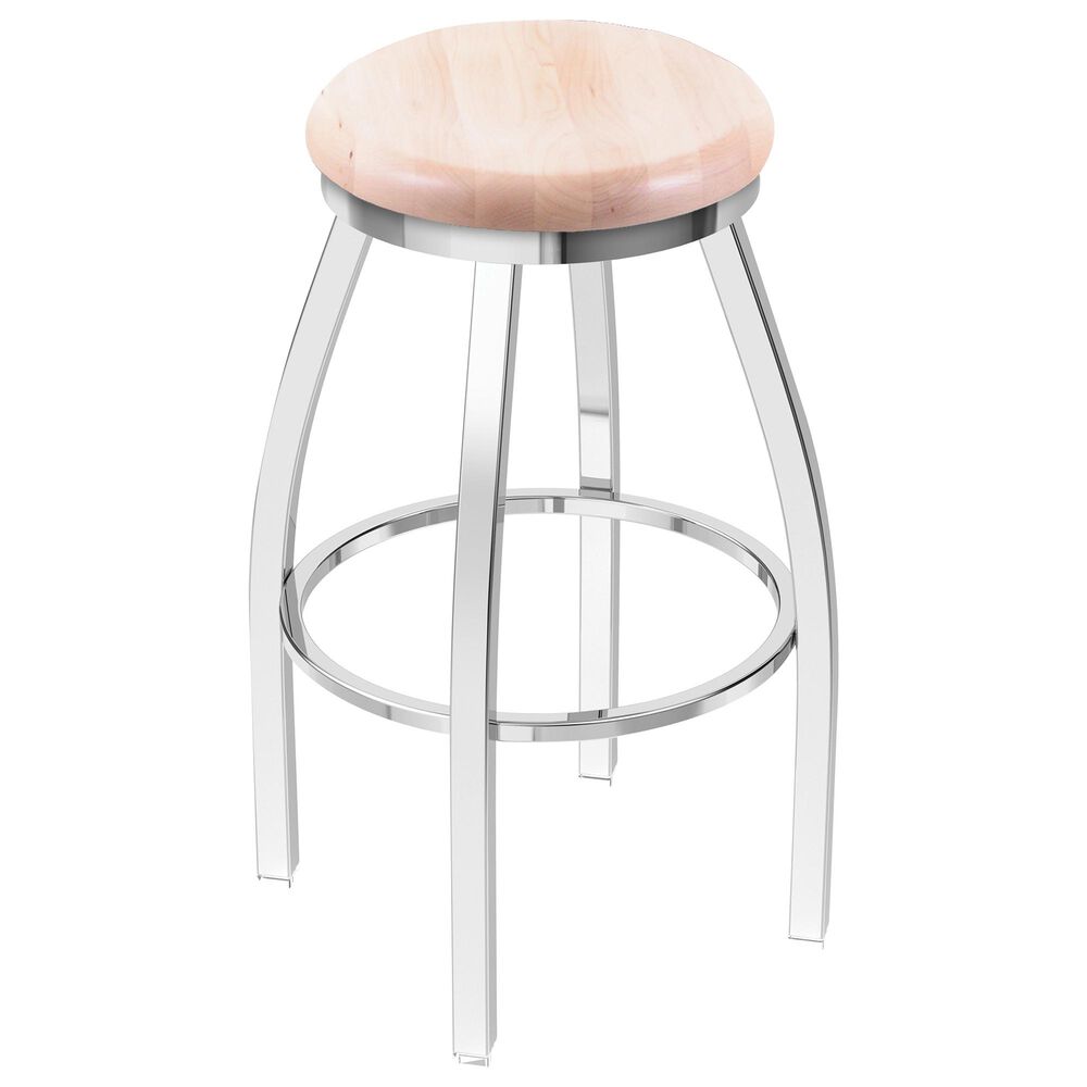 Holland Bar Stool 802 Misha 25" Swivel Counter Stool with Chrome and Natural Maple Seat, , large