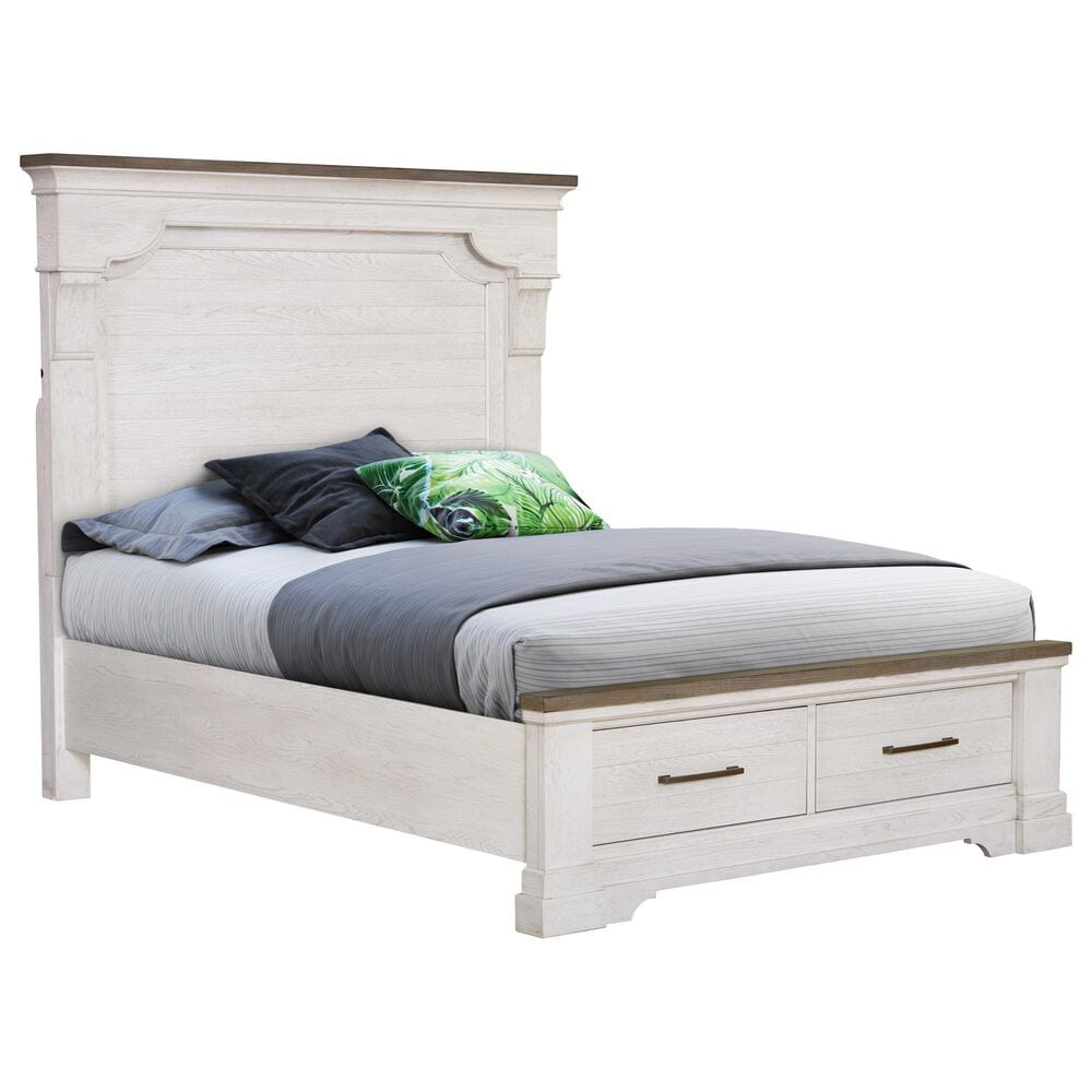 Sasha Lee Traditional Queen Storage Bed in Two Tone Hickory, , large