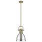 Golden Lighting Duncan 1-Light Small Pendant with Rod and Pewter Shade in Aged Brass, , large