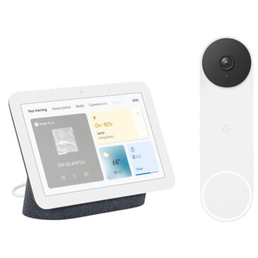 Google Nest Hub with Google Assistant - Charcoal (2nd Generation) + Nest Doorbell Battery in Snow, , large