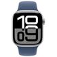 Apple Watch Series 10 GPS + Cellular 42mm Silver Aluminum Case with Denim Sport Band - S/M, , large