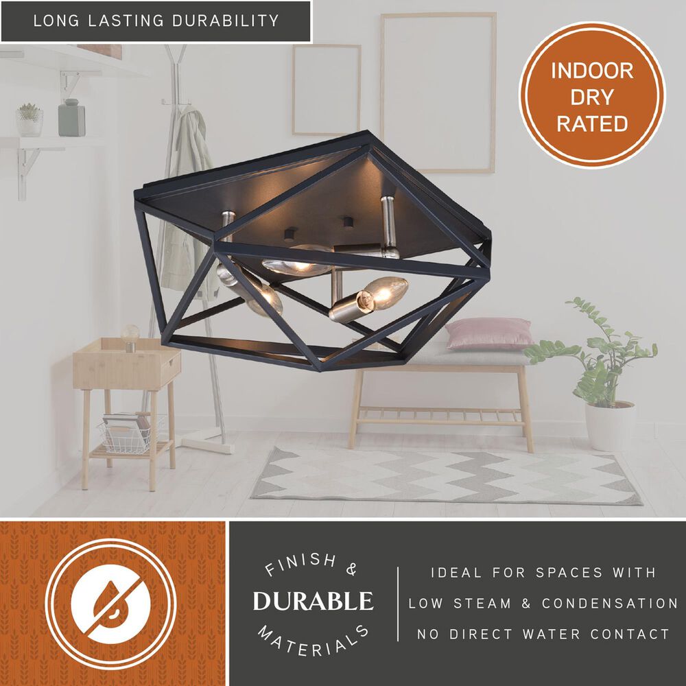 Vaxcel Hailey 3-Light Flush Mount in Black Graphite and Satin Nickel, , large