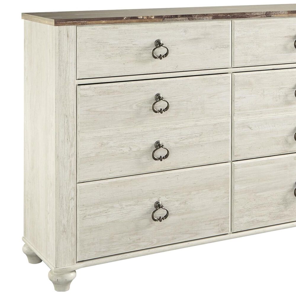 Ashley Willowton 6 Drawer Dresser and Mirror in Whitewash, , large