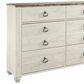Ashley Willowton 6 Drawer Dresser and Mirror in Whitewash, , large