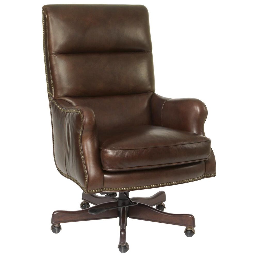 Hooker Furniture 33&quot; Leather Desk Chair in Medium Brown, , large