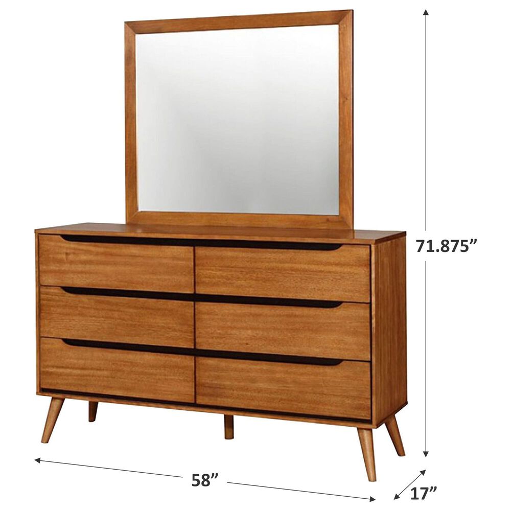 Furniture of America Lennart 6-Drawer Dresser and Mirror in Oak, , large