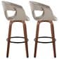 LumiSource Curva 30" Swivel Barstool with Light Grey Upholstery in Walnut and Black (Set of 2), , large