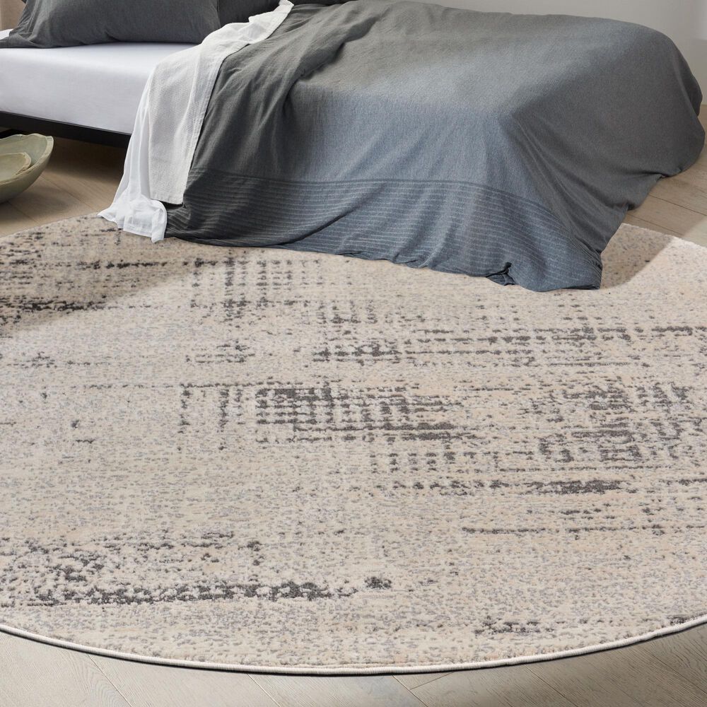 Nourison Rush 8&#39; Round Ivory and Beige Area Rug, , large