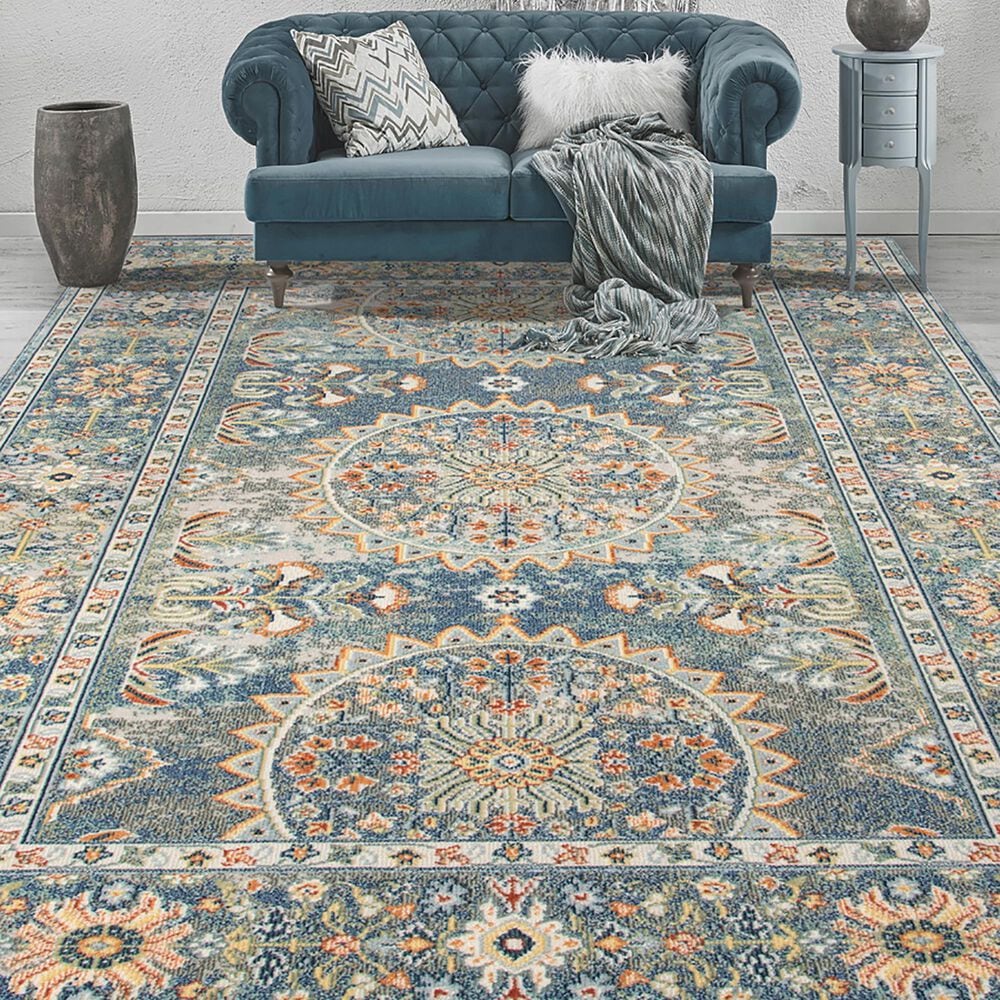 Amer Rugs Bohemian 7&#39;9&quot; x 9&#39;9&quot; Blue Area Performance Rug, , large