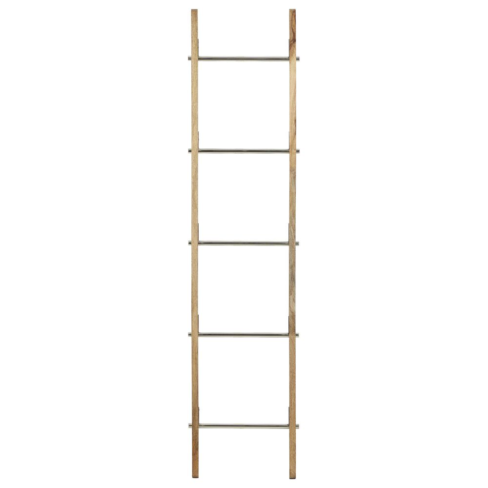kighul Kreta Ud over Maple and Jade 72" Contemporary Wood Ladder in Brown and Silver | NFM