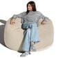 Jaxx Saxx 4" Large Round Bean Bag Chair in Ivory, , large
