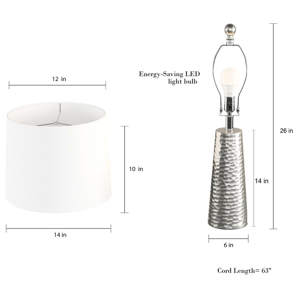 Timberlake Hammered Flared Table Lamp in Brushed Silver (Set of 2), , large
