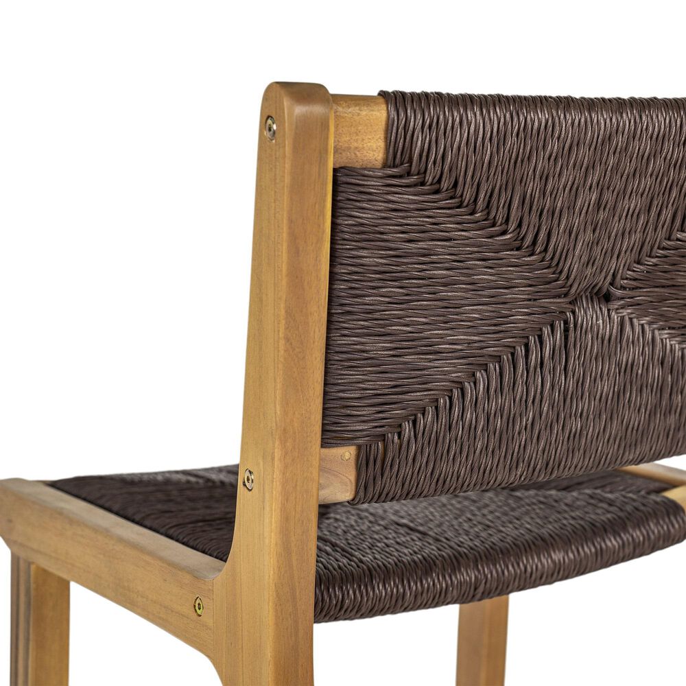 Hearth and Haven Outdoor Armless Barstool with Light Teak Frame in Dark Brown (Set of 2), , large