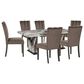 Ashley Jeshina 7-Piece Rectangular Dining Set in White, Dark Brown, Beige, , large