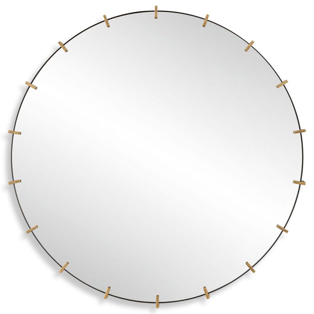 Uttermost Pali Round Wall Mirror in Black and Antiqued Brushed Gold, , large