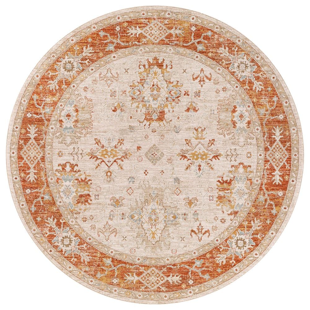 Surya Avant Garde 7"10" Round Orange, Blue and Beige Area Rug, , large